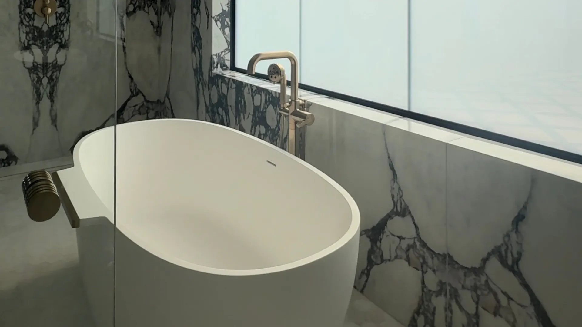 Bathroom with Smart Window Film