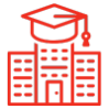 Education building icon representing school window tint